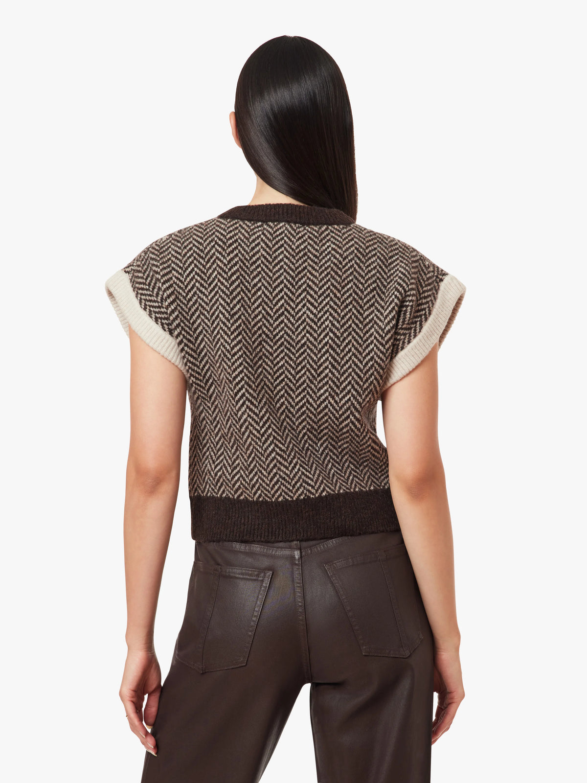 Chocolate Herringbone Sweater Vest