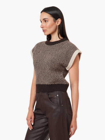 Chocolate Herringbone Sweater Vest