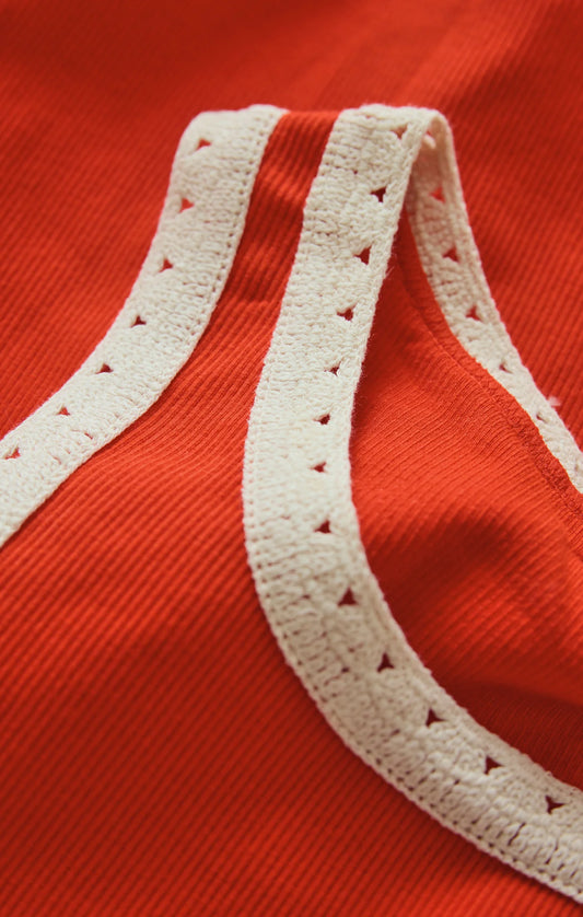 Clarke Ribbed Tank - Lychee Red