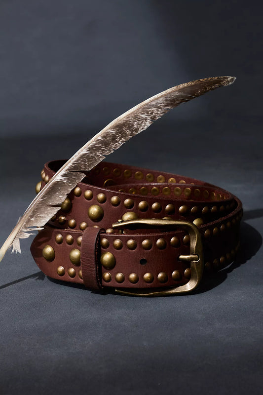 Cognac Sola Studded Belt