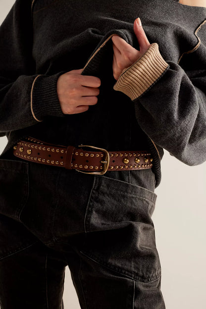 Cognac Sola Studded Belt