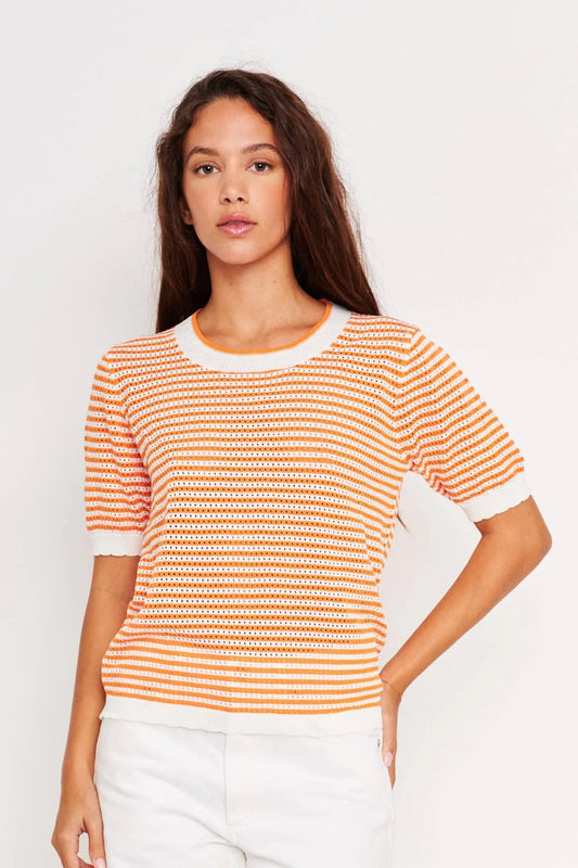 Coral Striped Top