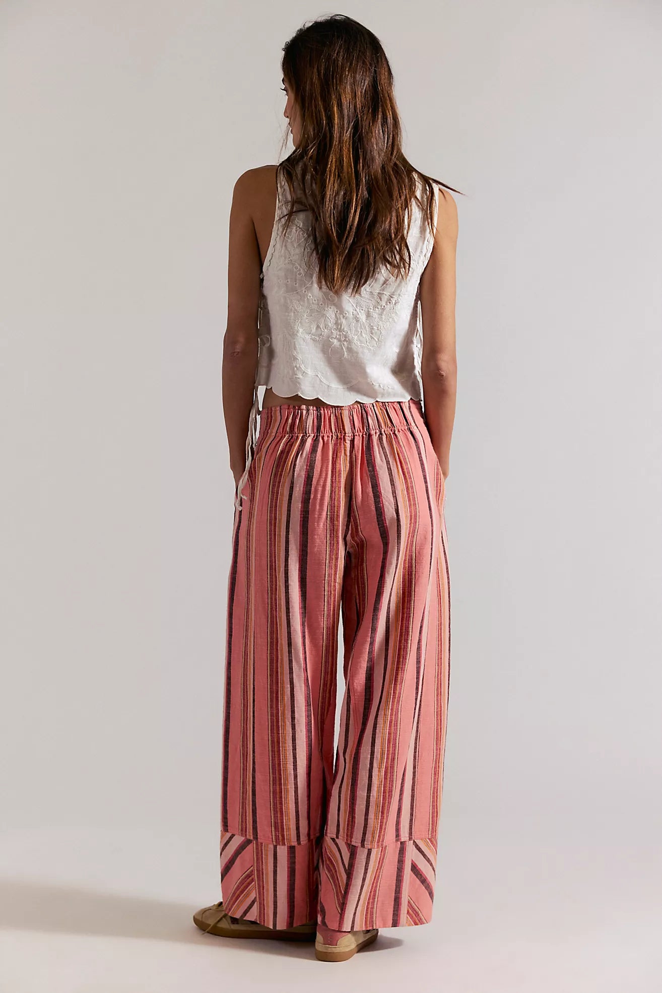 Days End Linen Stripe Pant - Coral Combo
