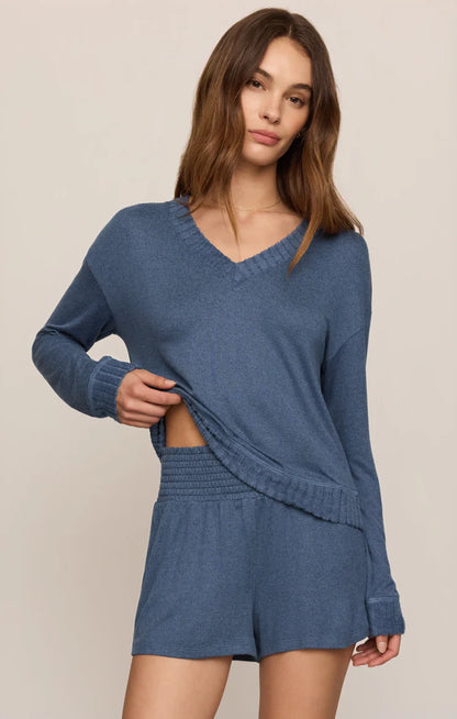 Navy Courtney Long Sleeve Lounge Top