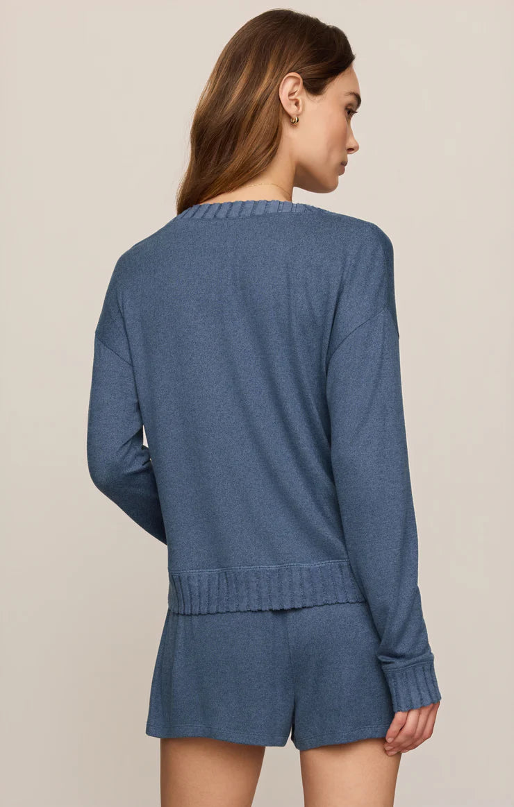 Navy Courtney Long Sleeve Lounge Top