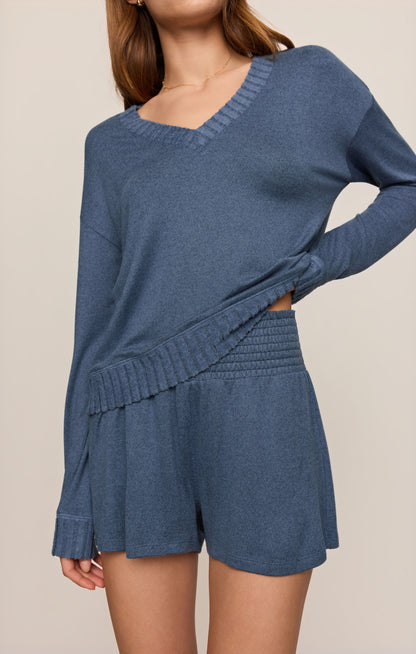 Navy Courtney Long Sleeve Lounge Top
