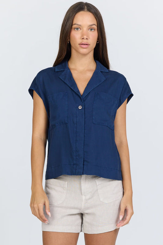 Cruz Short Sleeve Button Down - Black Iris