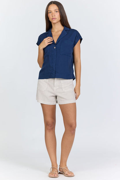 Cruz Short Sleeve Button Down - Black Iris