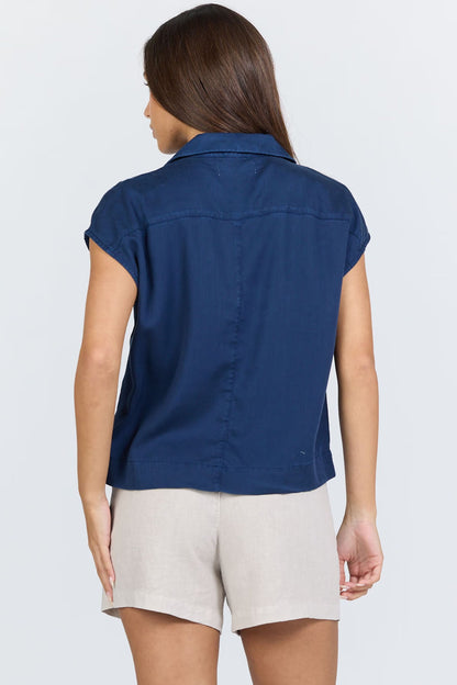 Cruz Short Sleeve Button Down - Black Iris