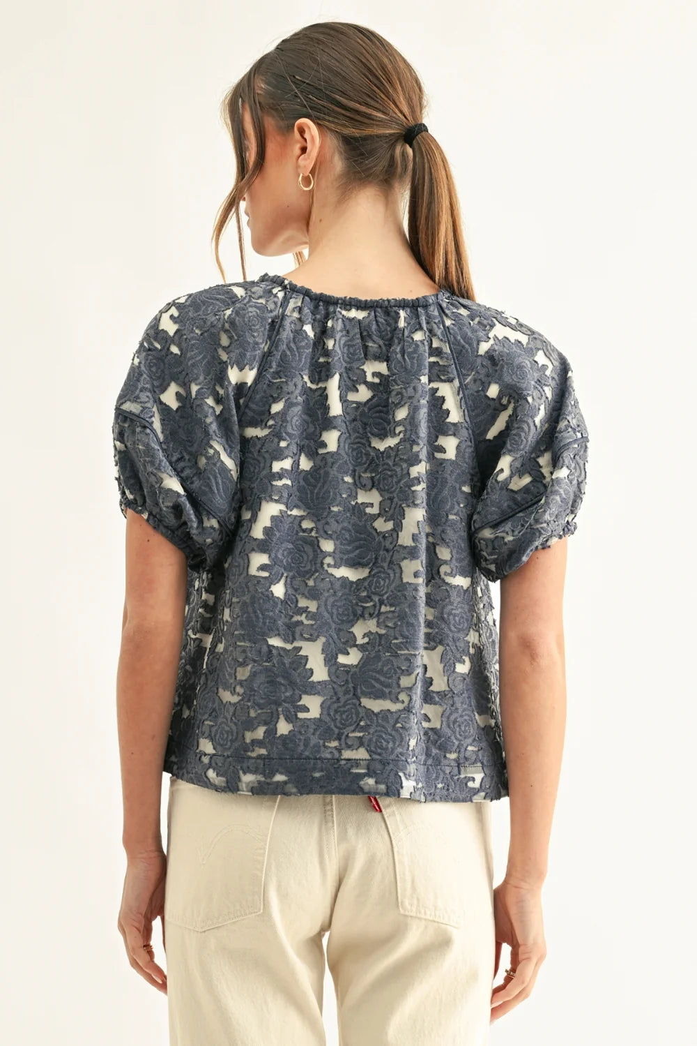 Chambray Jacquard Blouse