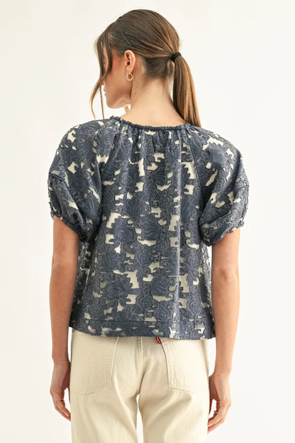 Chambray Jacquard Blouse