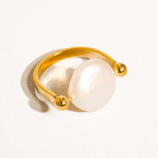 18K Gold Non-Tarnish Baroque Pearl Ring