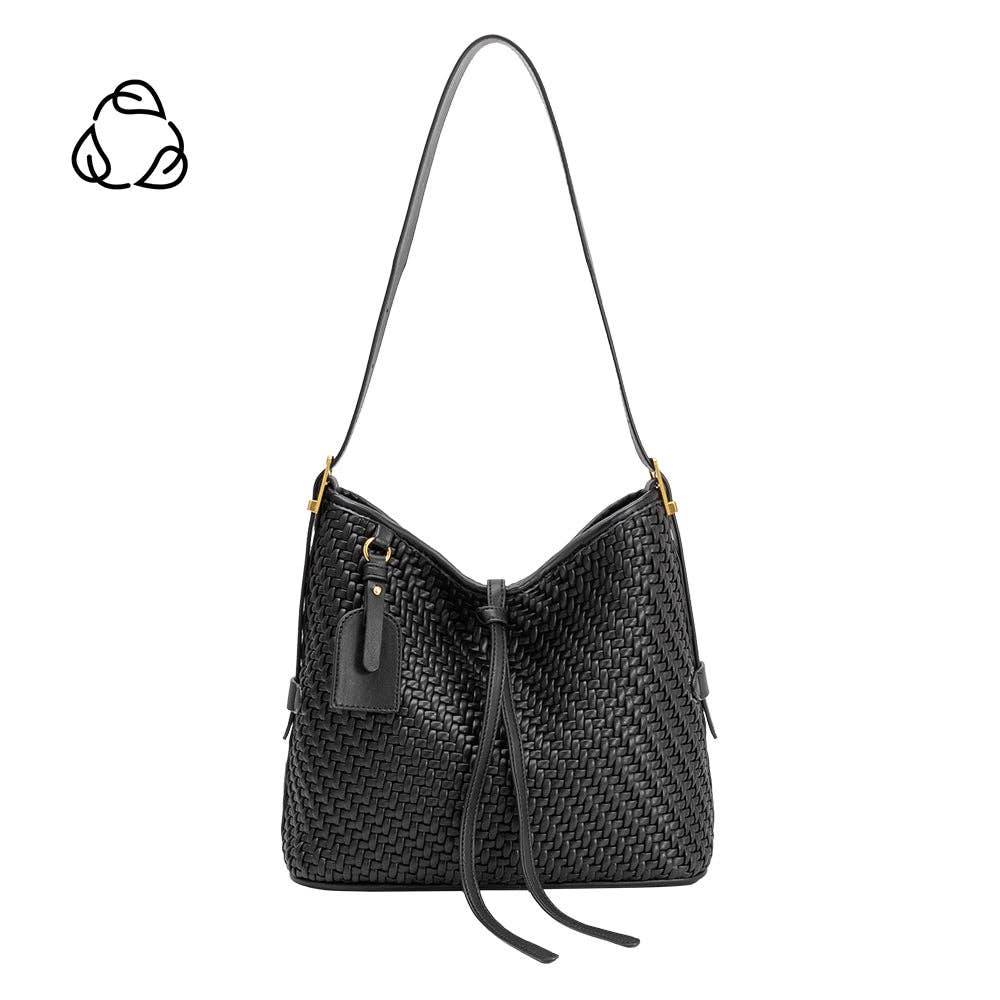 Black Recycled Vegan Leather Tote Bag