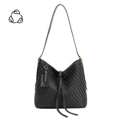 Black Recycled Vegan Leather Tote Bag