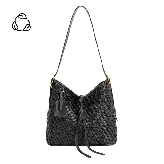 Black Recycled Vegan Leather Tote Bag