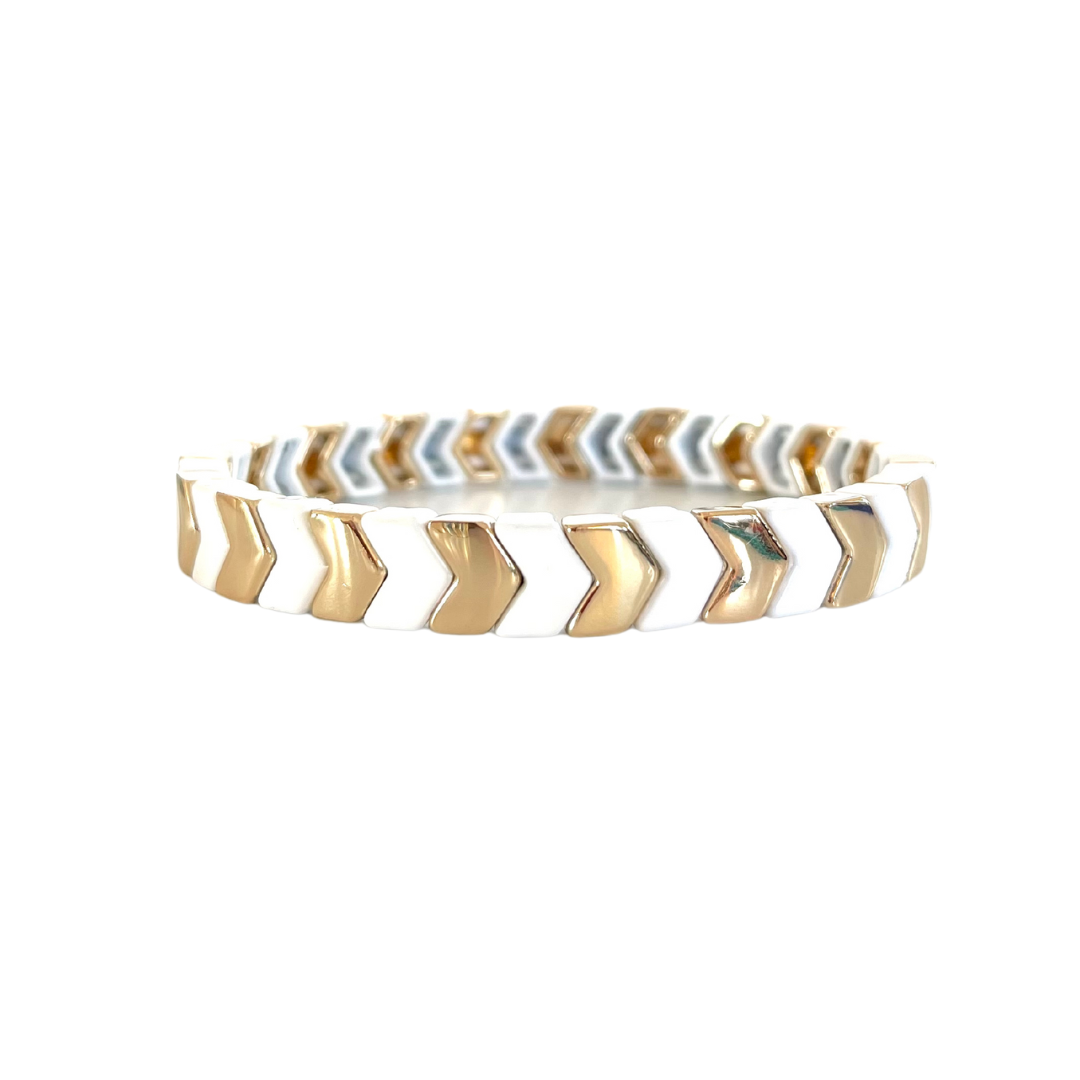 White and Gold Tile Bracelet