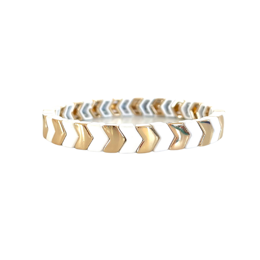 White and Gold Tile Bracelet