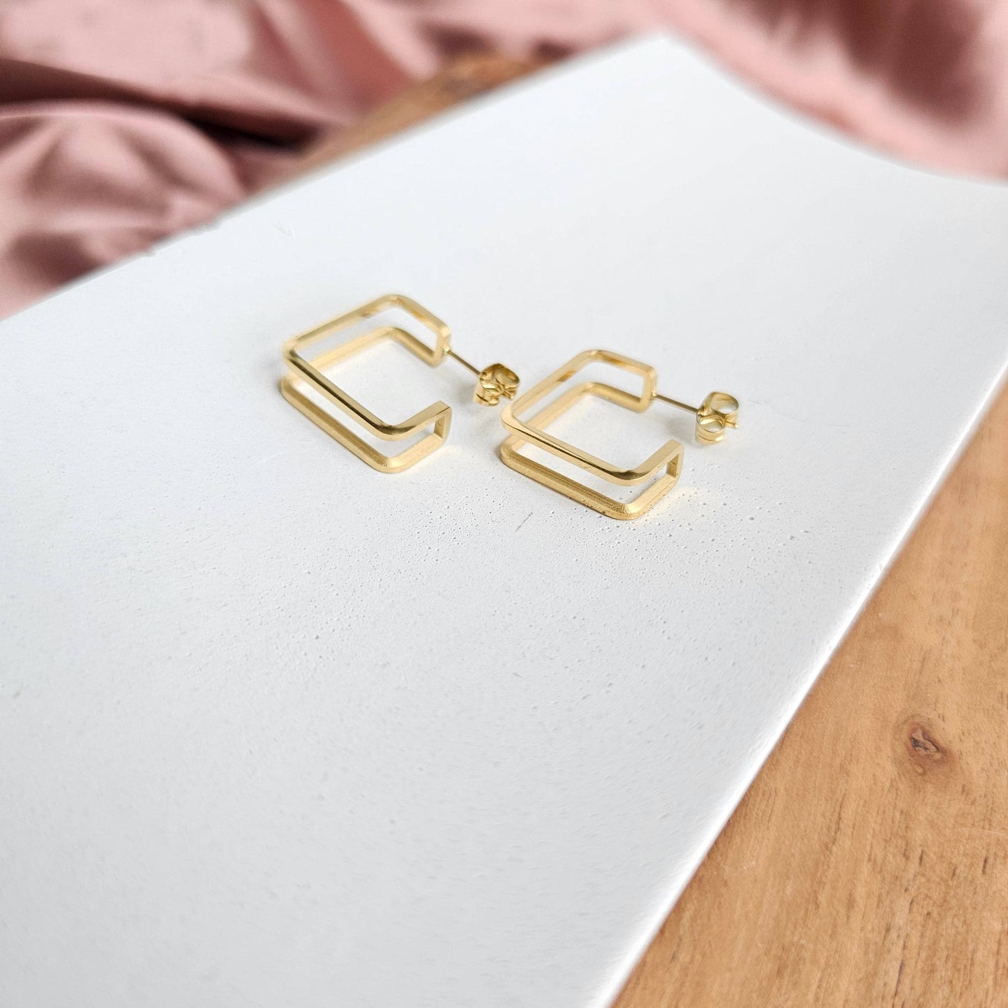 Gold Tri Hoops