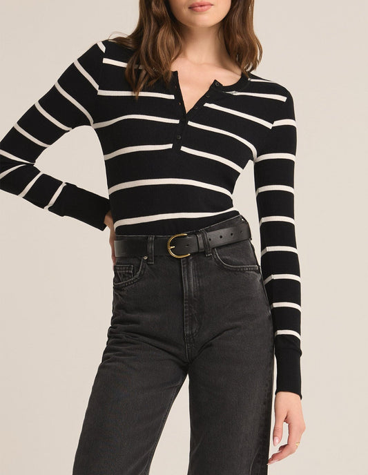 Scarlett Rib Henley - Stripe