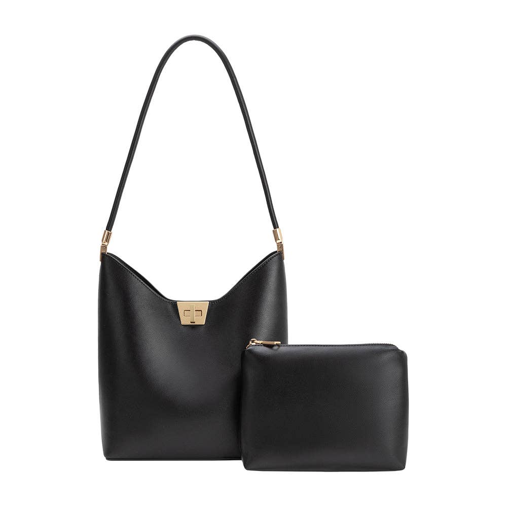 Black Vegan Leather Tote Bag