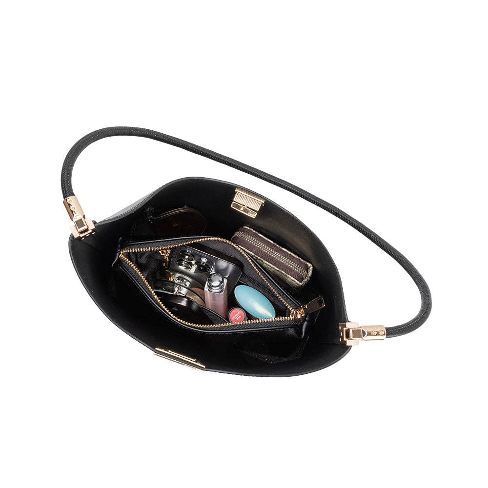 Black Vegan Leather Tote Bag
