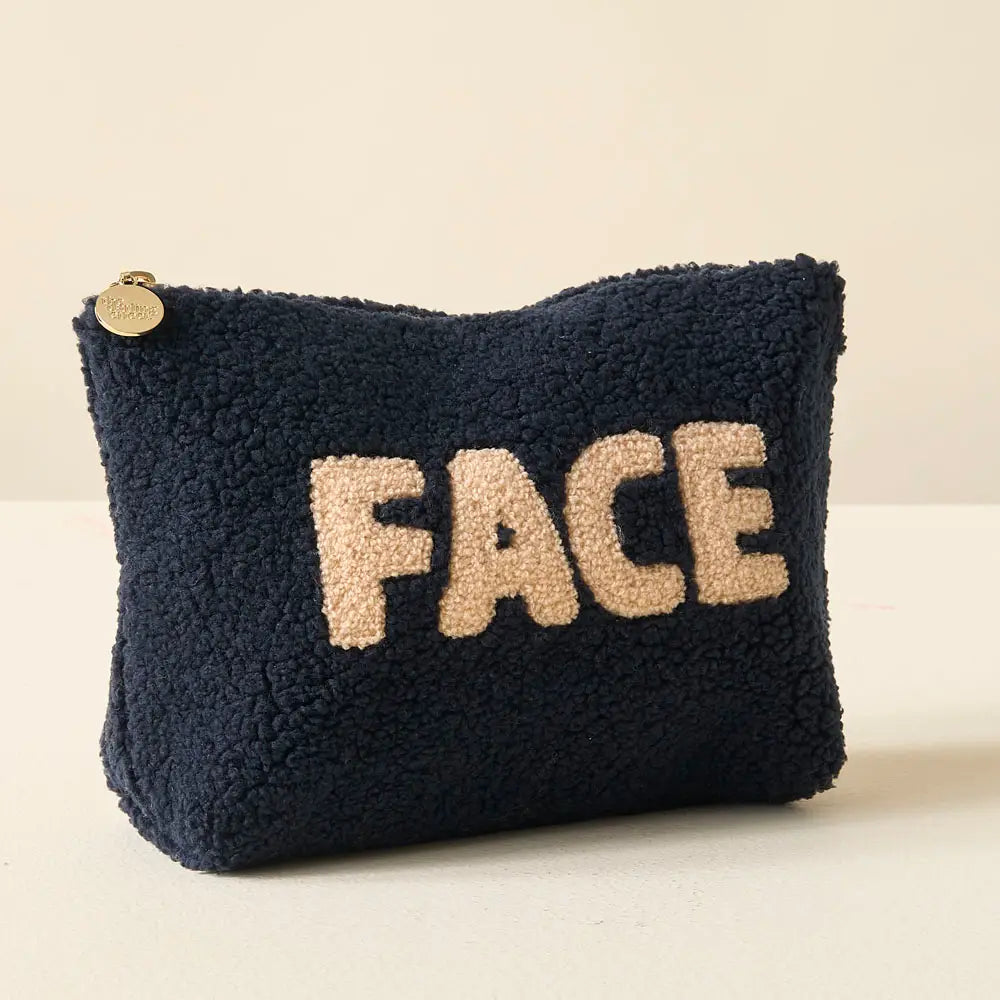 Navy Teddy Face Pouch