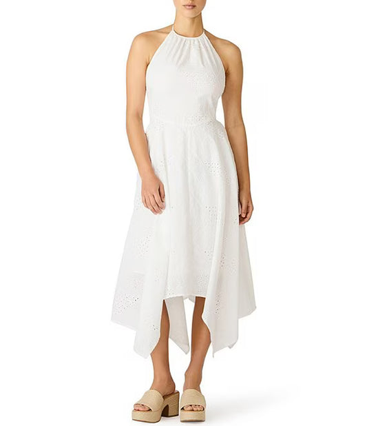 Dalina White Eyelet Halter Dress