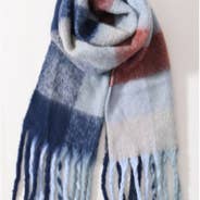 Blue Grey Multi Block Blanket Scarf