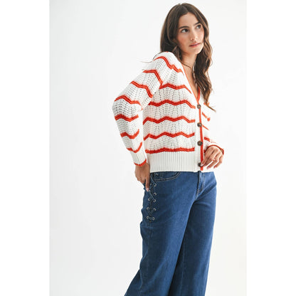 Stripe Button Up Cardigan