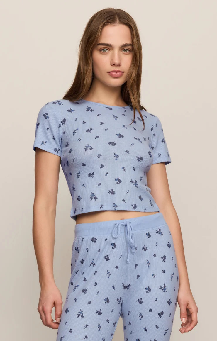 Crystal Blue Thermal Ditsy Tee