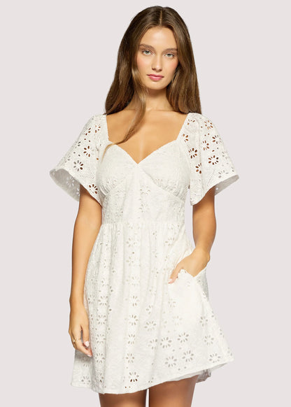 Dolce Marina White Eyelet Mini Dress