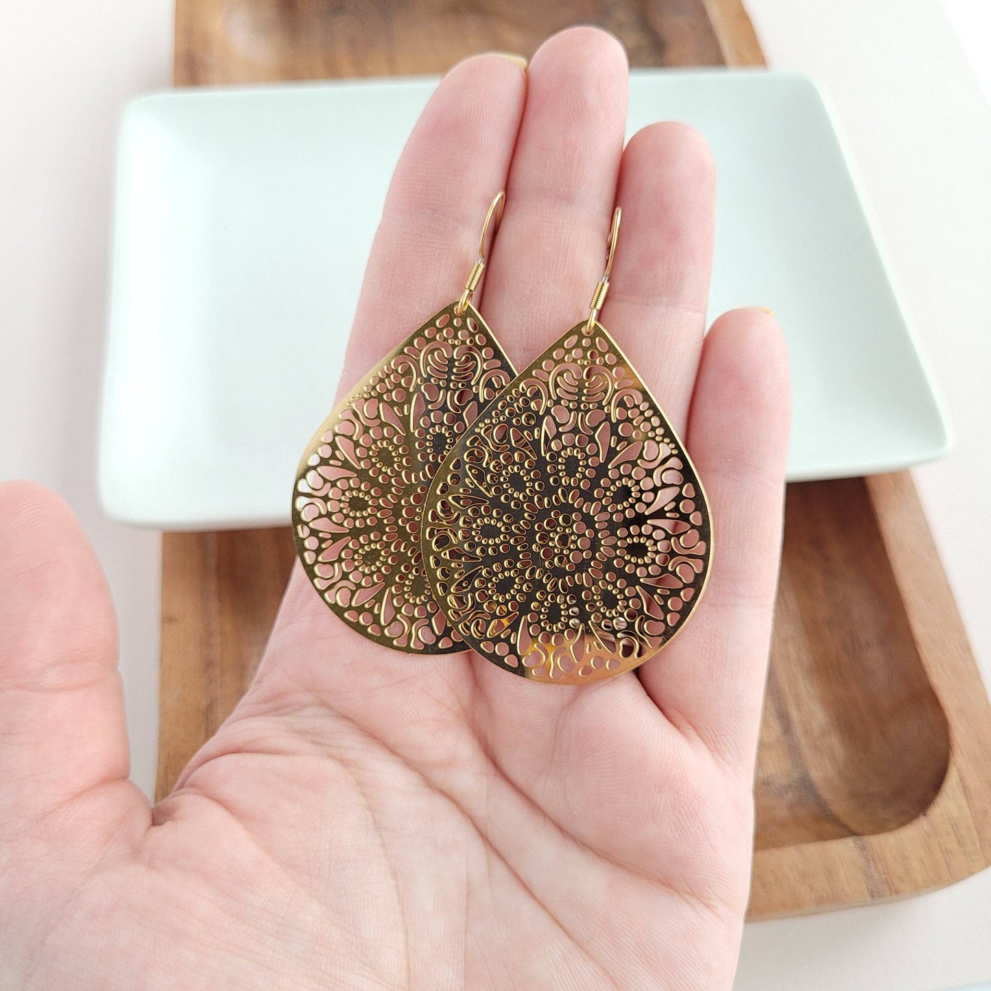 Gold Pendant Earrings