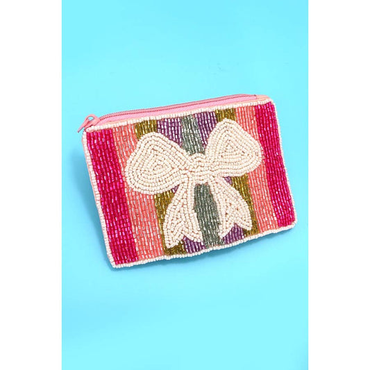 Bow Ribbon Rainbow  Bead Holiday Pouch