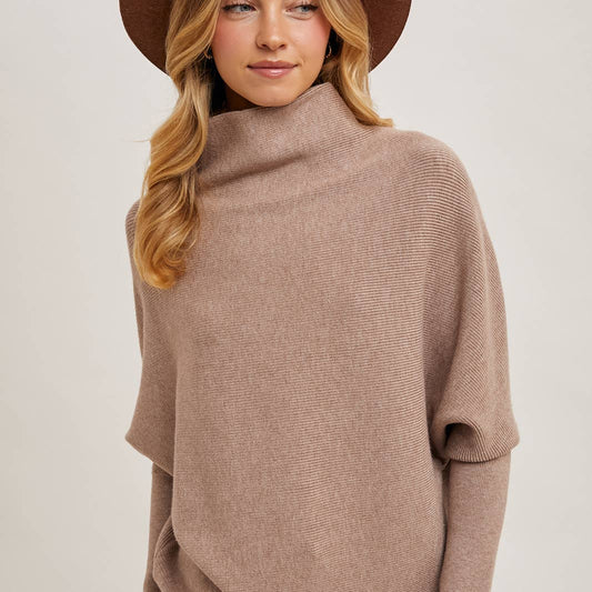 Latte Slouch Neck Dolman Pullover