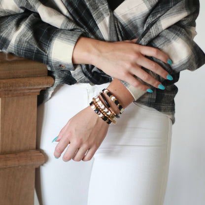 White and Gold Tile Bracelet