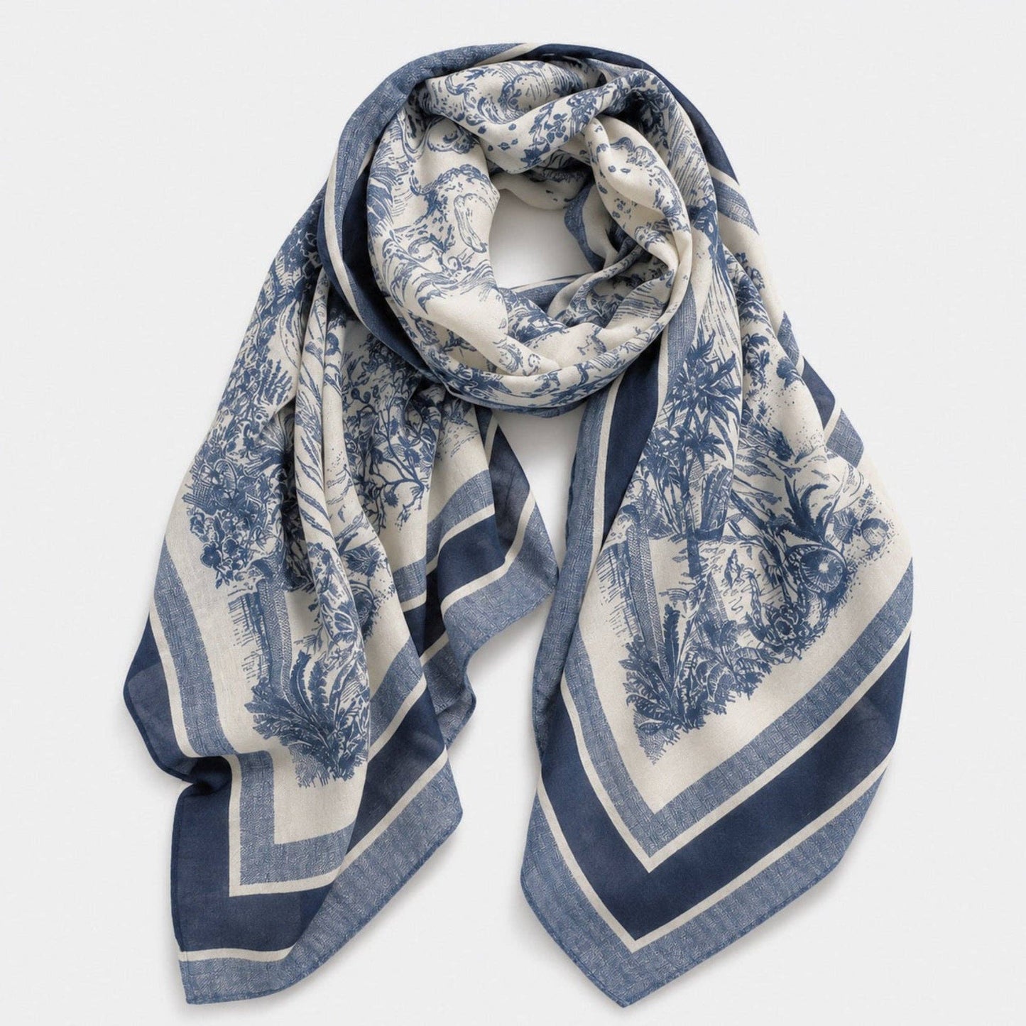 Blue Toile Lightweight Scarf