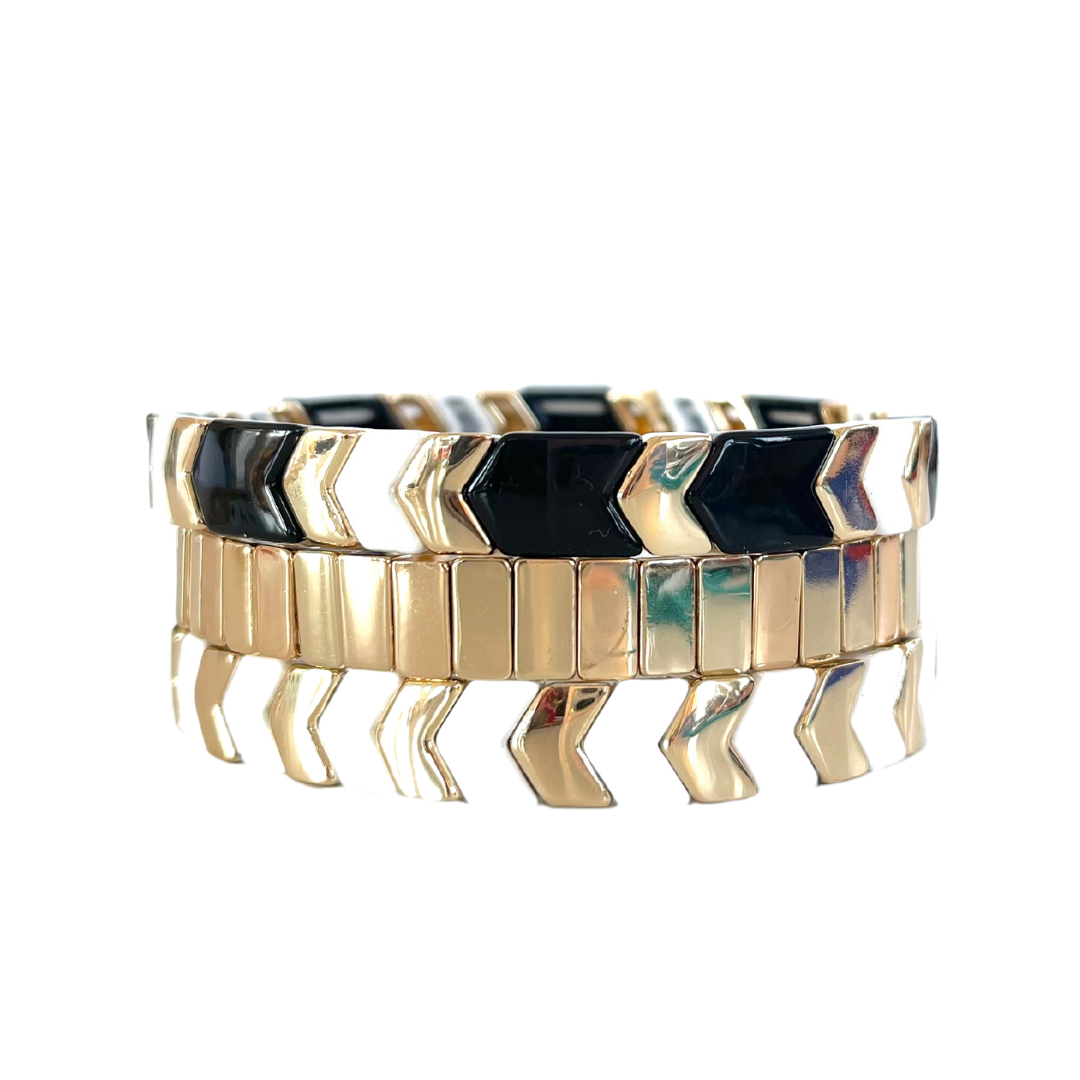 White and Gold Tile Bracelet
