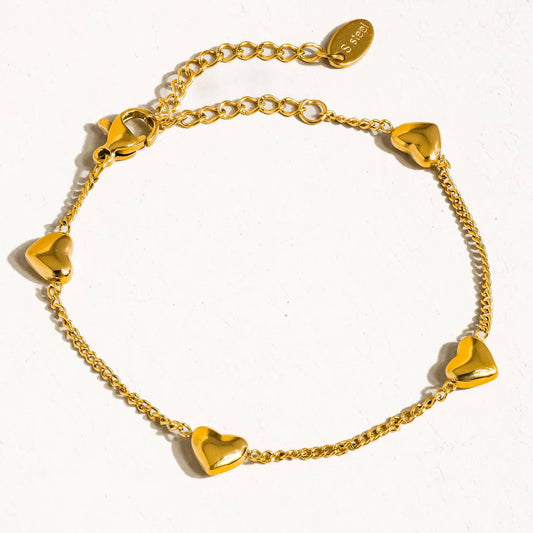 Vivre 18K Gold Non-Tarnish Petite Heart Bracelet