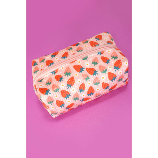 Strawberry Bow Makeup Cosmetic Pouch Bag