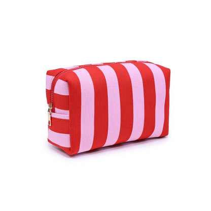 Red and Pink Stripe Cosmetic & Travel Pouch
