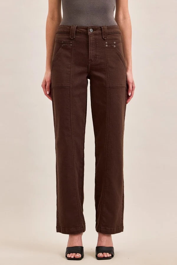 Mocha Ella High Rise Classic Straight Front Seam
