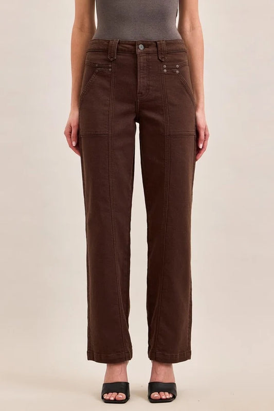 Mocha Ella High Rise Classic Straight Front Seam