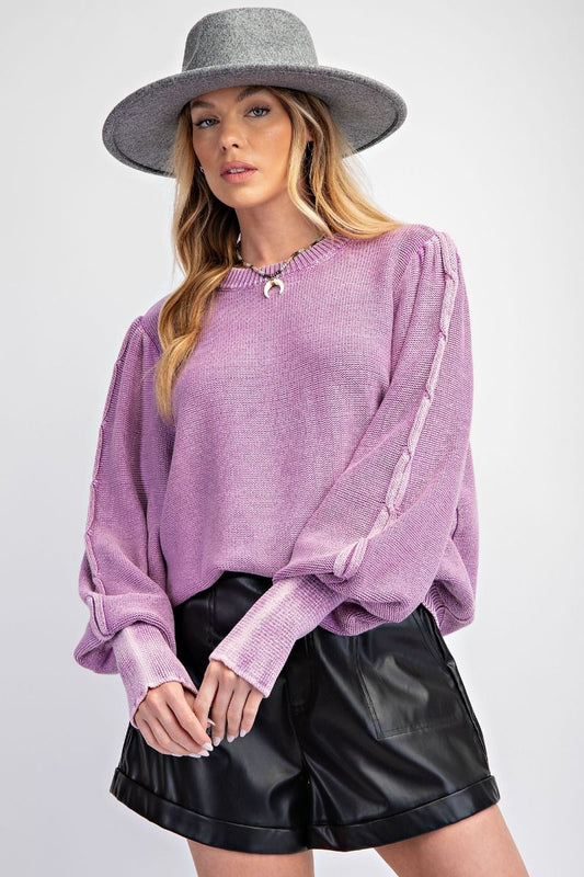 Orchid Bubble Sleeve Sweater