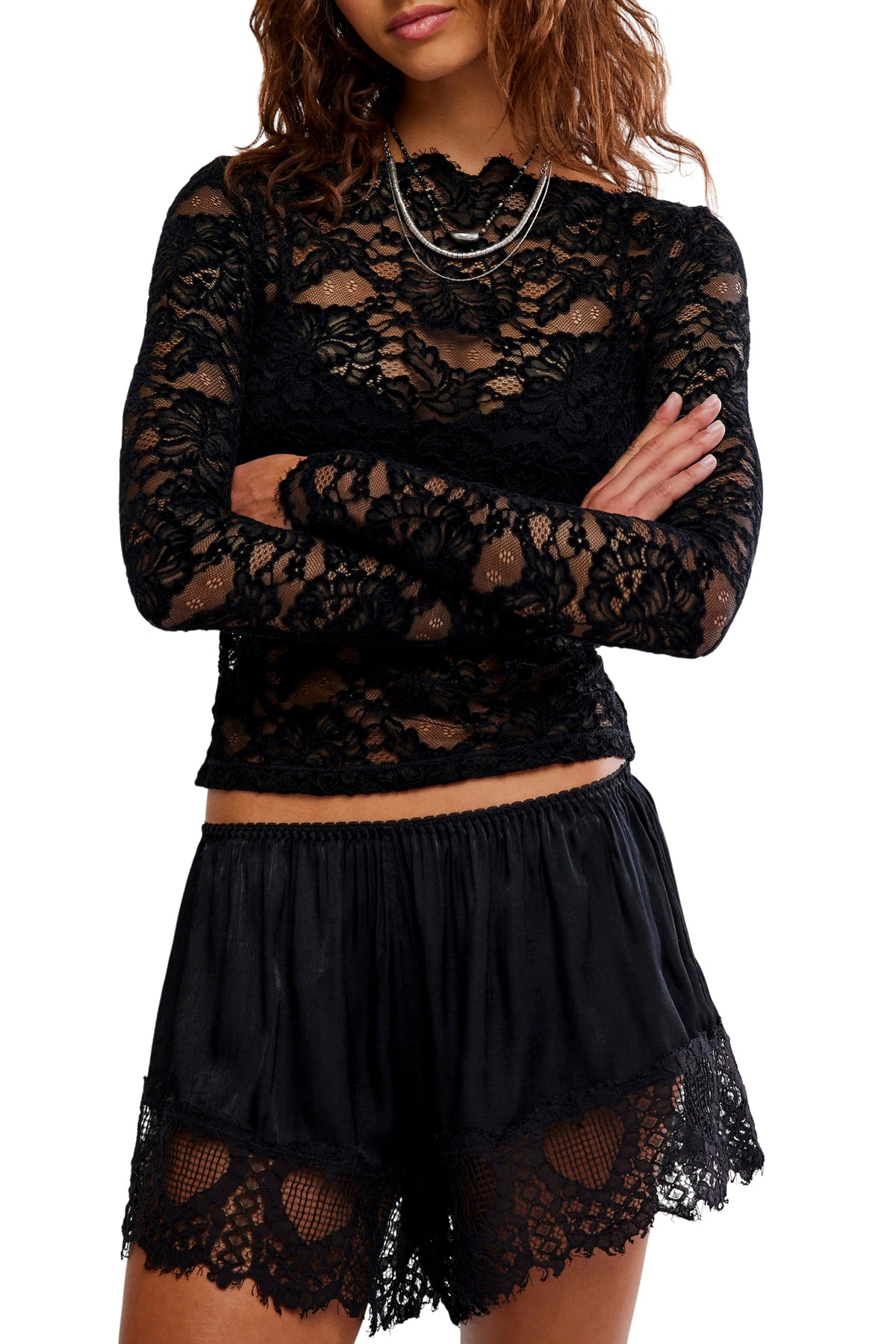 Black Raising Eyebrows Lace Top