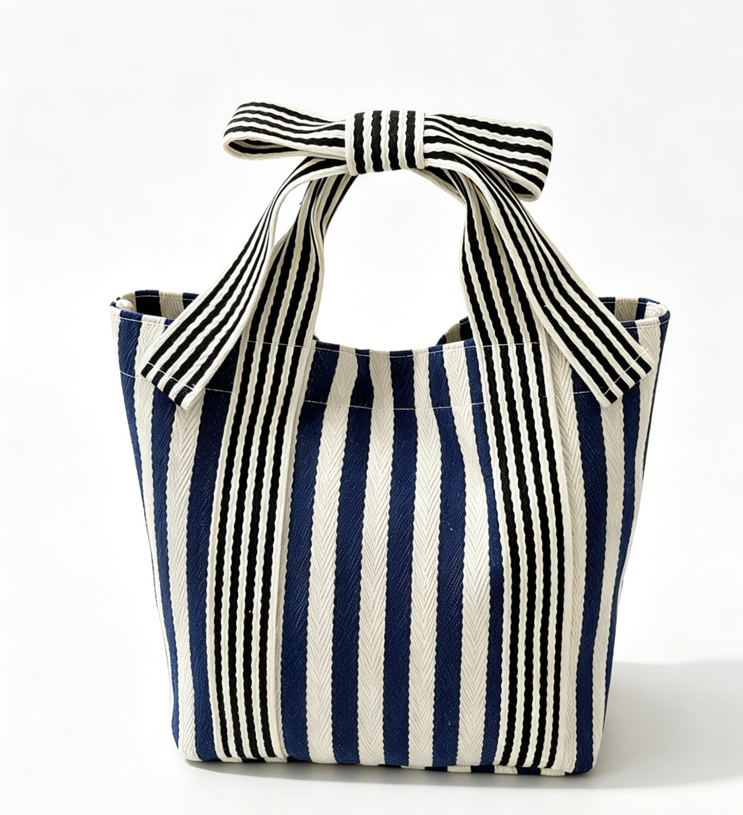 Navy Blue Striped Tote Bag