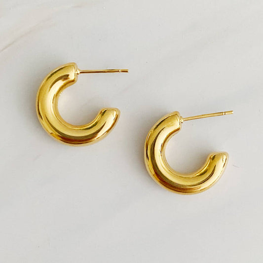 Small Gold Hollow Hoop Earrings