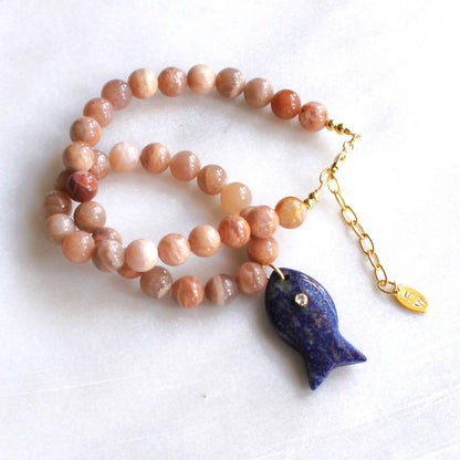 Cece Blue Fish Beaded Necklace