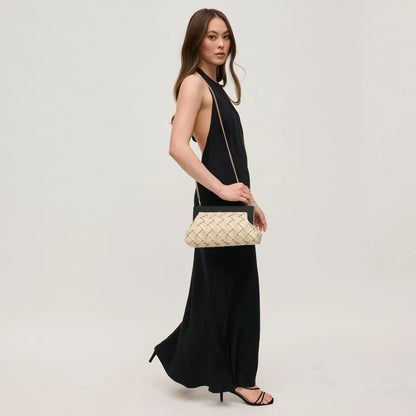 Jamie Woven Wooden Frame Clutch