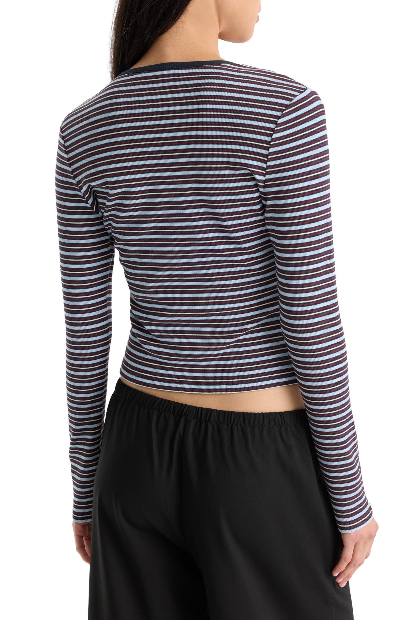Ivy Stripe Rib V Neck Cardigan