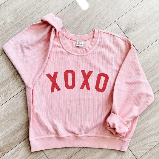 Xoxo Cropped Thermal Vintage Pullover